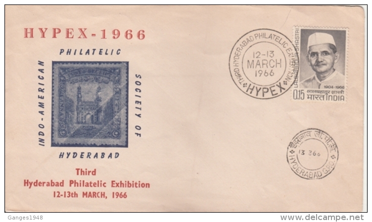 India 1966  Hyderabad Stamp Printed  HYPEX  Special Cover  # 13408  D Inde Indien - Hyderabad