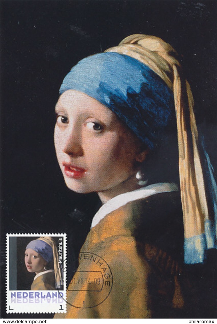 D34494 CARTE MAXIMUM CARD FD 2014 NETHERLANDS - VERMEER - GIRL PEARL EARRING - REOPENING MUSEUM MAURITSHUIS CP ORIGINAL - Maximum Cards