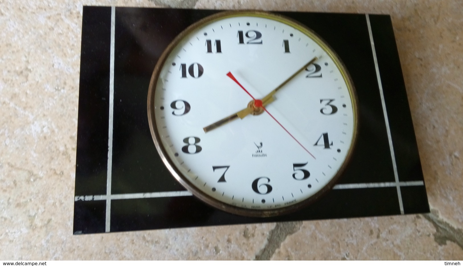 Horloge JAZ VINTAGE Sur Plaque FORMICA - Fonctionne - Accroche Pour Suspension Cassée - Clocks