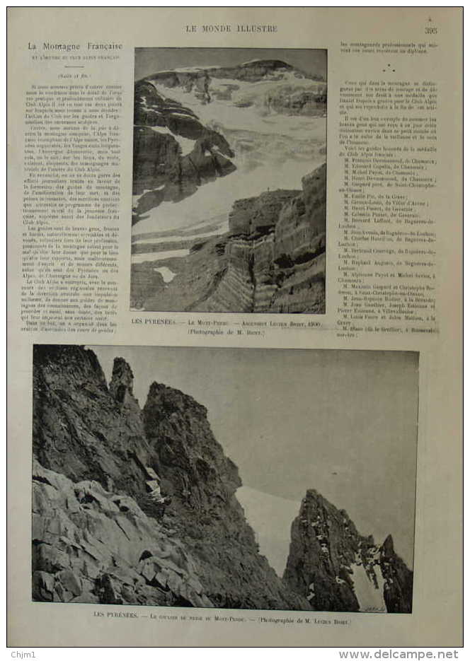 Les Pyrénées - Le Mont-Perdu - Ascension Lucien Briet - Page Original 1900 - Documents Historiques