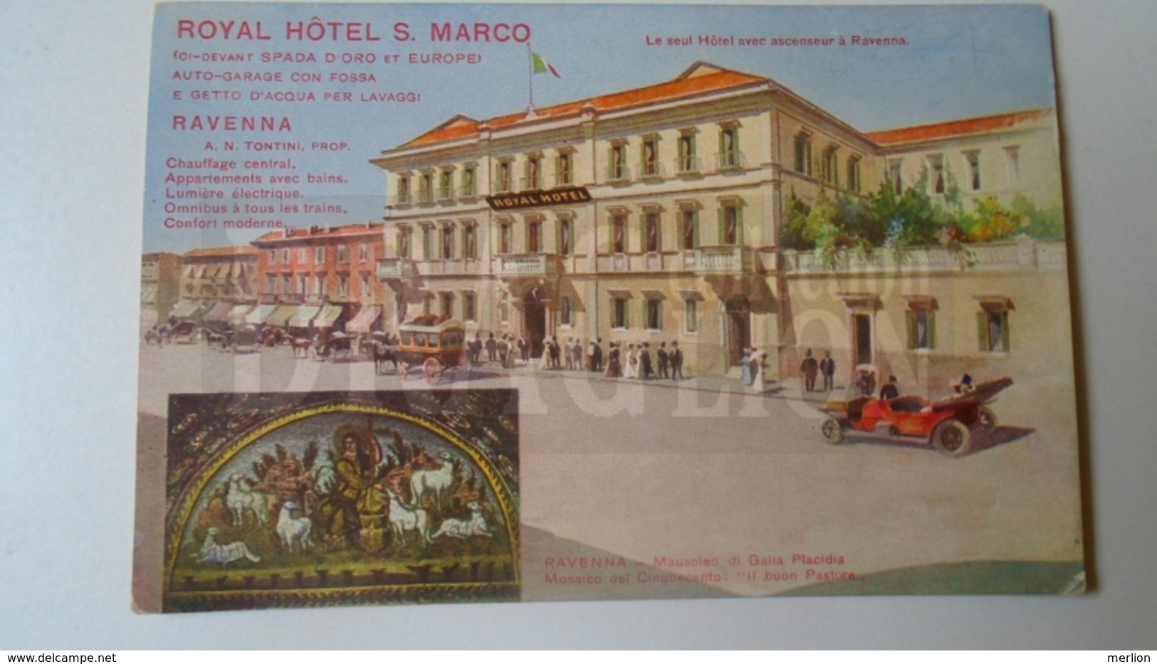 D159387  Italia - Ravenna - Royal Hotel S. Marco -  Mosaico - Automobile -A.N.Tontini Ca 1910 - Ravenna