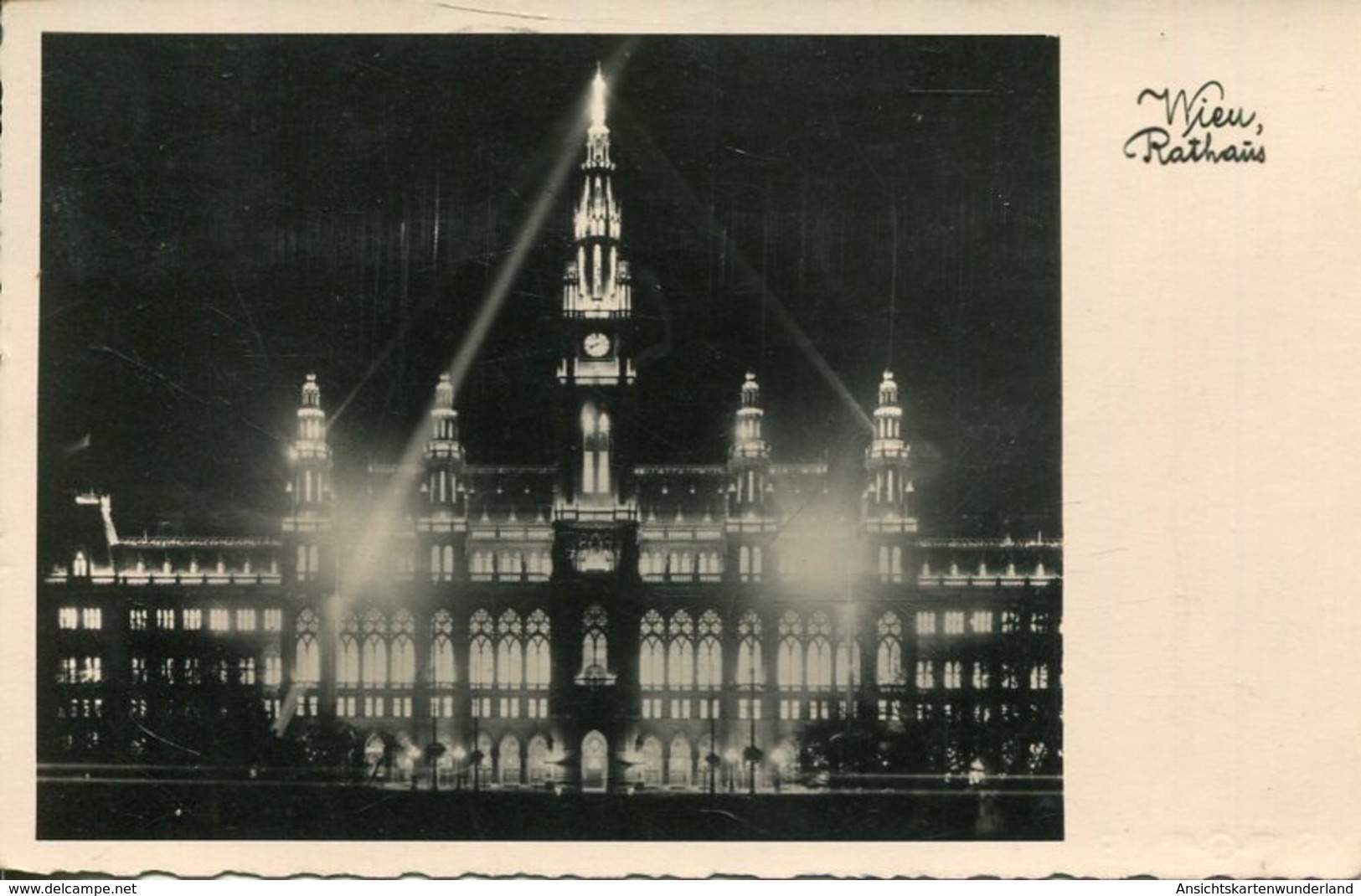 004187  Wien - Rathaus Bei Nacht  1940 - Ringstrasse