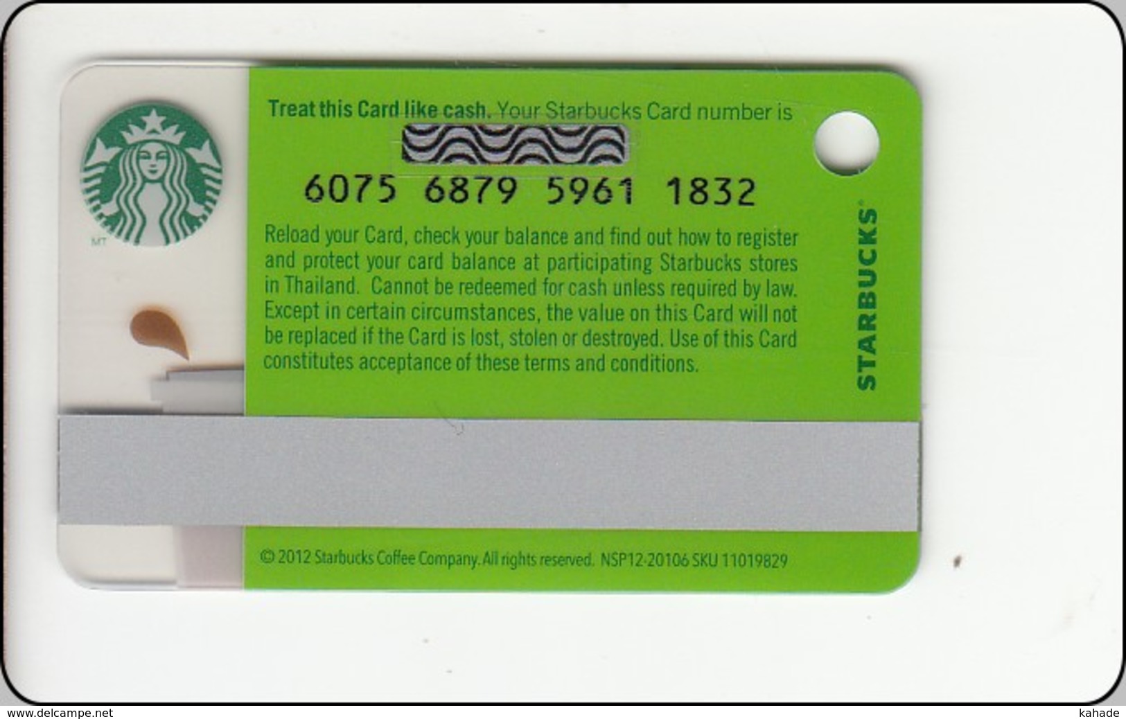 Thailand Starbucks Card  Summer Mini - 2012-6075 - Gift Cards