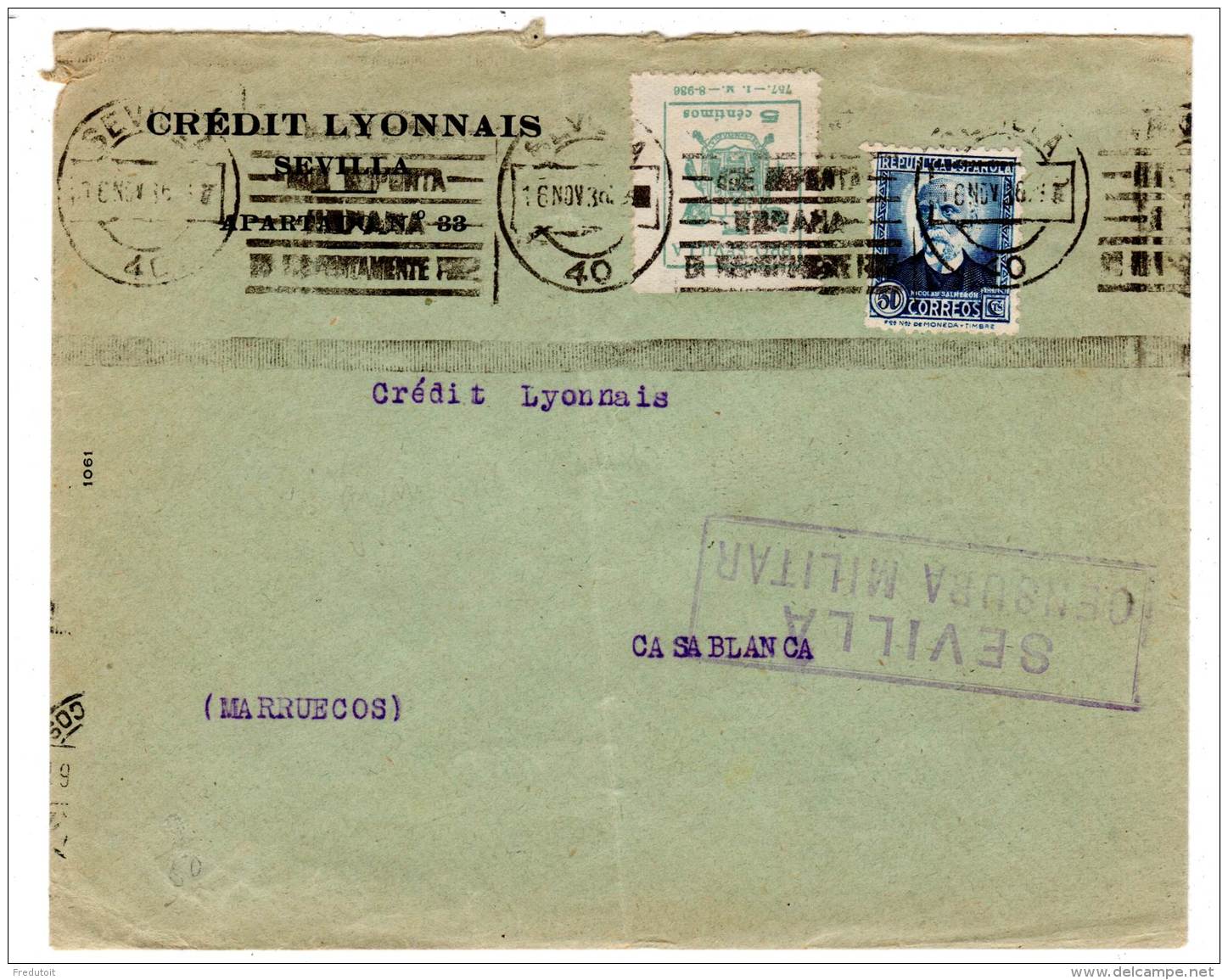 ESPAGNE - LETTRE Avec Censure Militaire Sevilla (16/11/1936) + Vignette Locale - Nationalists Censor Marks