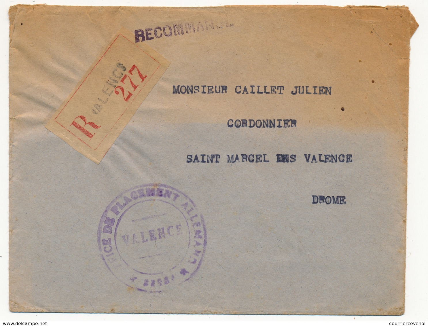 VALENCE (Drôme) - Service De Placement Allemand - Lettre à Entête Et Enveloppe - époque Occupation, Non Datée - Historische Documenten