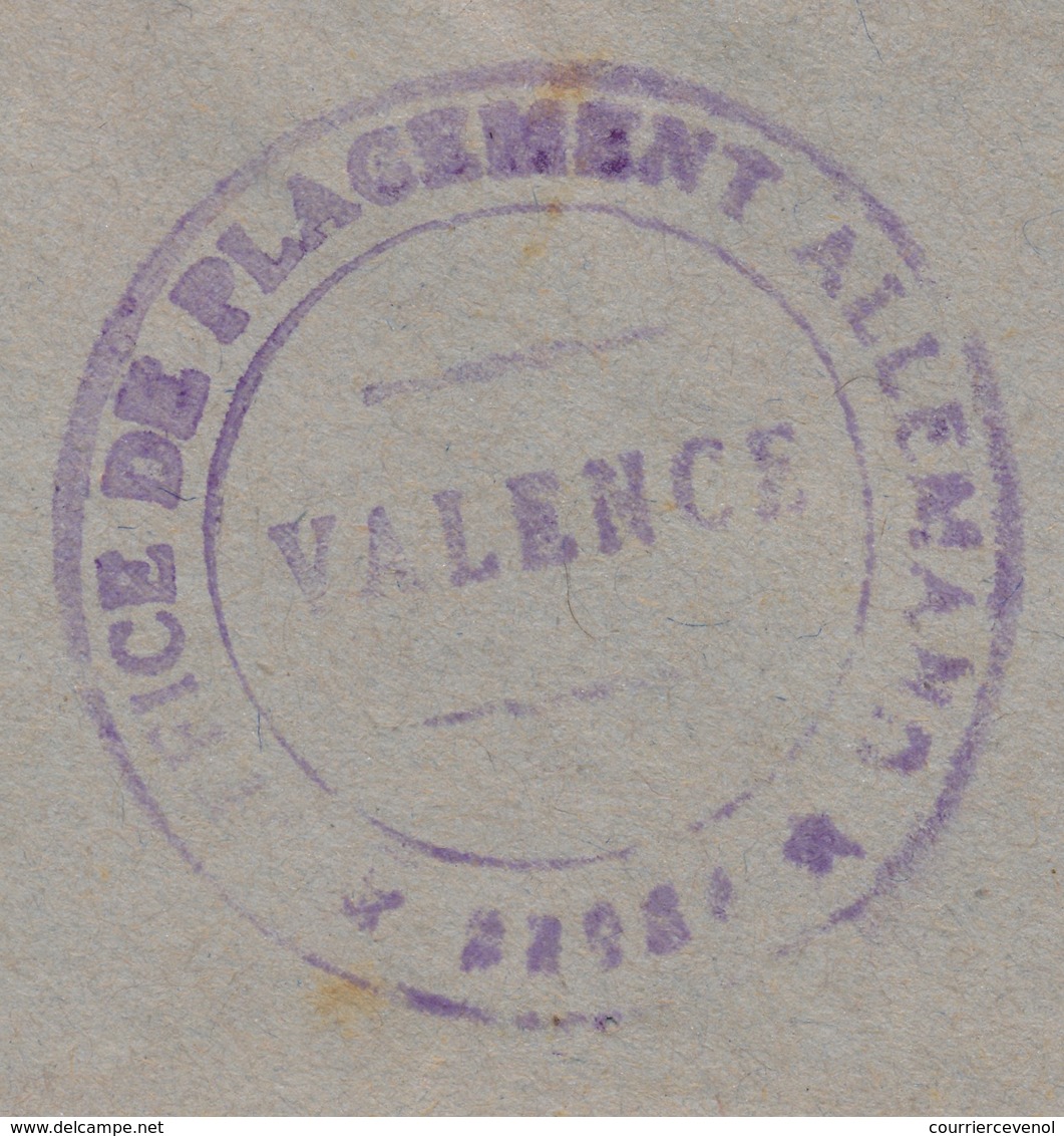 VALENCE (Drôme) - Service De Placement Allemand - Lettre à Entête Et Enveloppe - époque Occupation, Non Datée - Historische Documenten