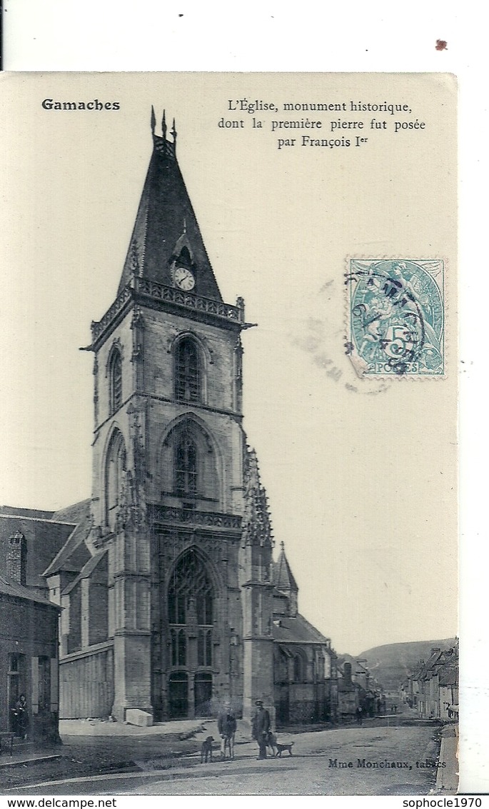 SOMME - 80 - GAMACHES - 2700 Hab - Eglise - Papier Glacé 1906 - Autres & Non Classés