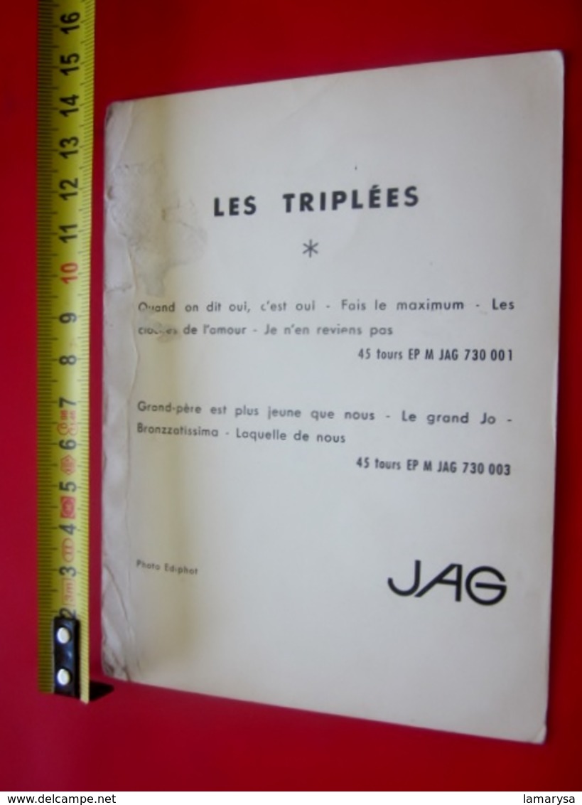 LES TRIPLÉES JAG PRODUCTION RIVIÈRE MUSIC HALL -Photographie Photo Originale ARTISTE DISQUES CHANSONNETTE - Célébrités