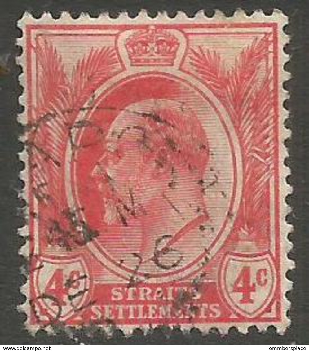 Straits Settlements  - 1907 King Edward VII  4c Scarlet Used   SG 154 - Straits Settlements