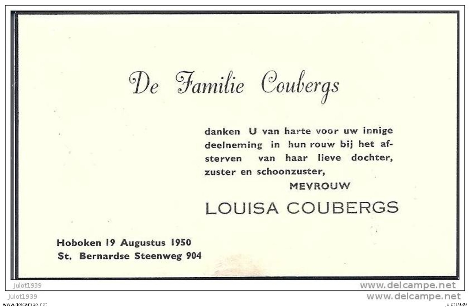 WILRIJK ..--  1920 >>1950 . Mevrouw Louisa COUBERGS . Zie Andere Scan . - Andere & Zonder Classificatie