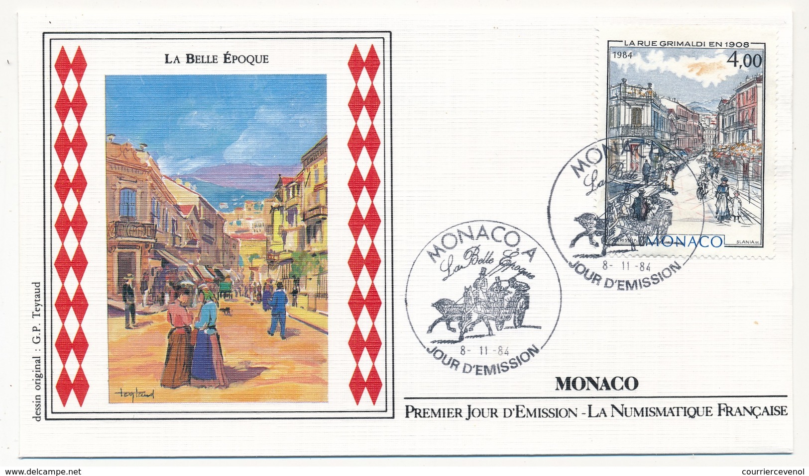 MONACO - Enveloppe FDC =>  4,00F La Rue Grimaldi En 1908 - Premier Jour 1984 - FDC