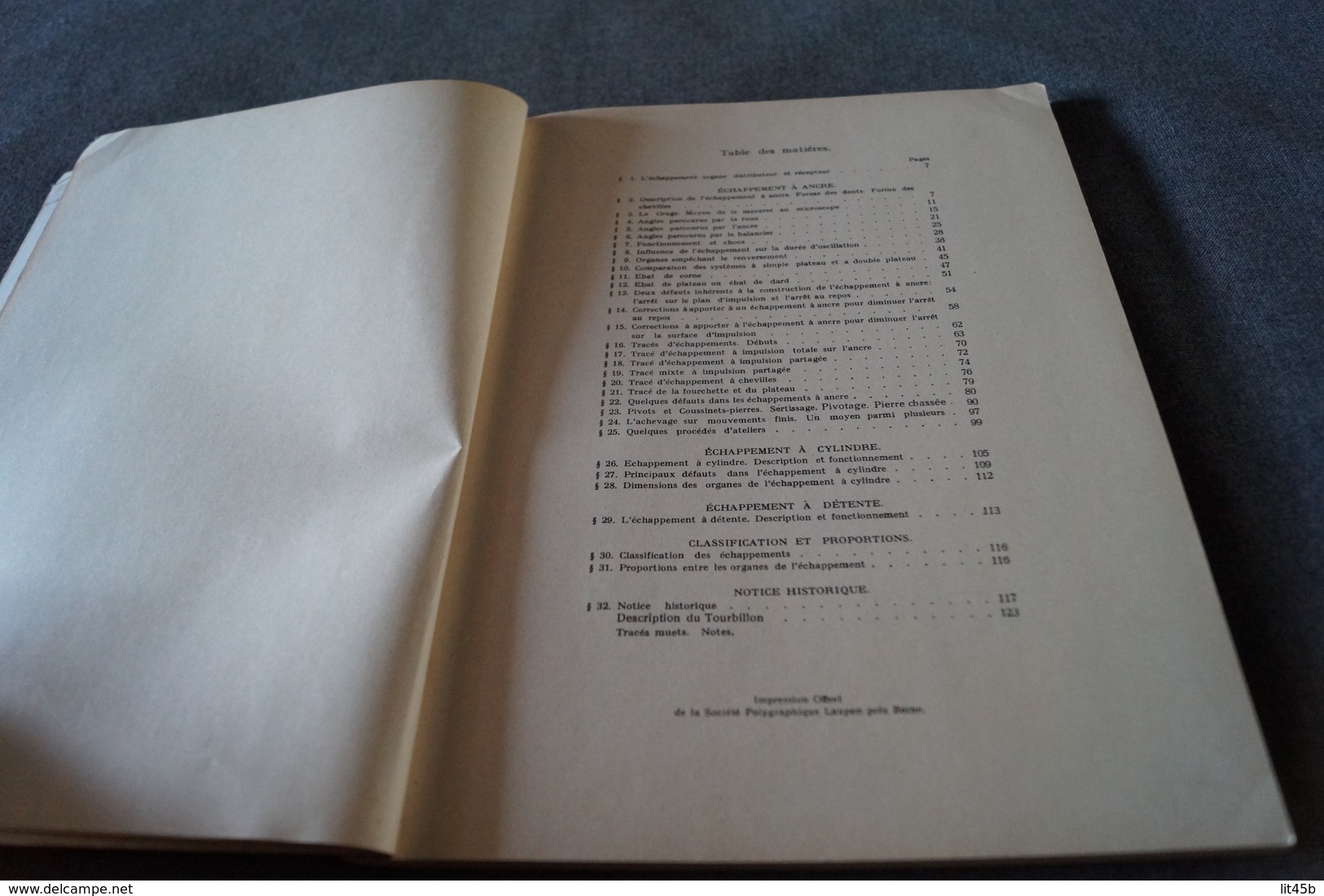 Ancien Ouvrage Originale Cours D'échapements écoles Suisse D'Horlogerie 1954,126 P.+ Planches,27/21 Cm. - Autres & Non Classés