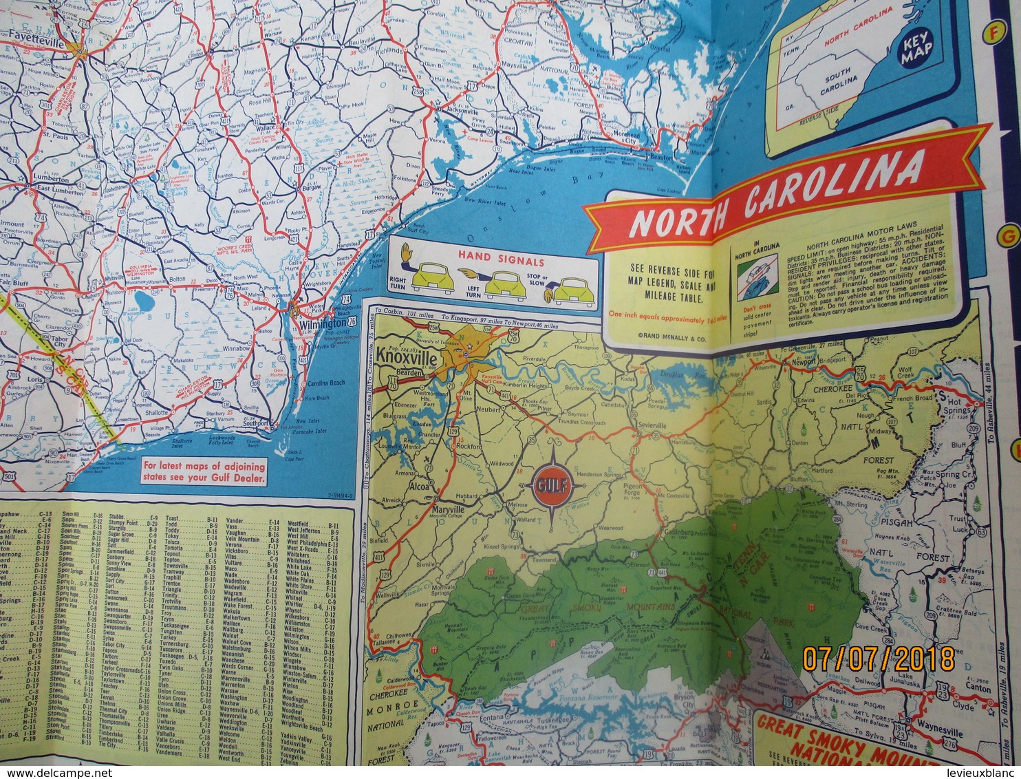 Carte Routiére/GULF/Tourguide Map/usa/North CAROLINA/South CAROLINA/ Rand Mc Nally& Co/Chicago/1950        PGC224 - Cartes Routières