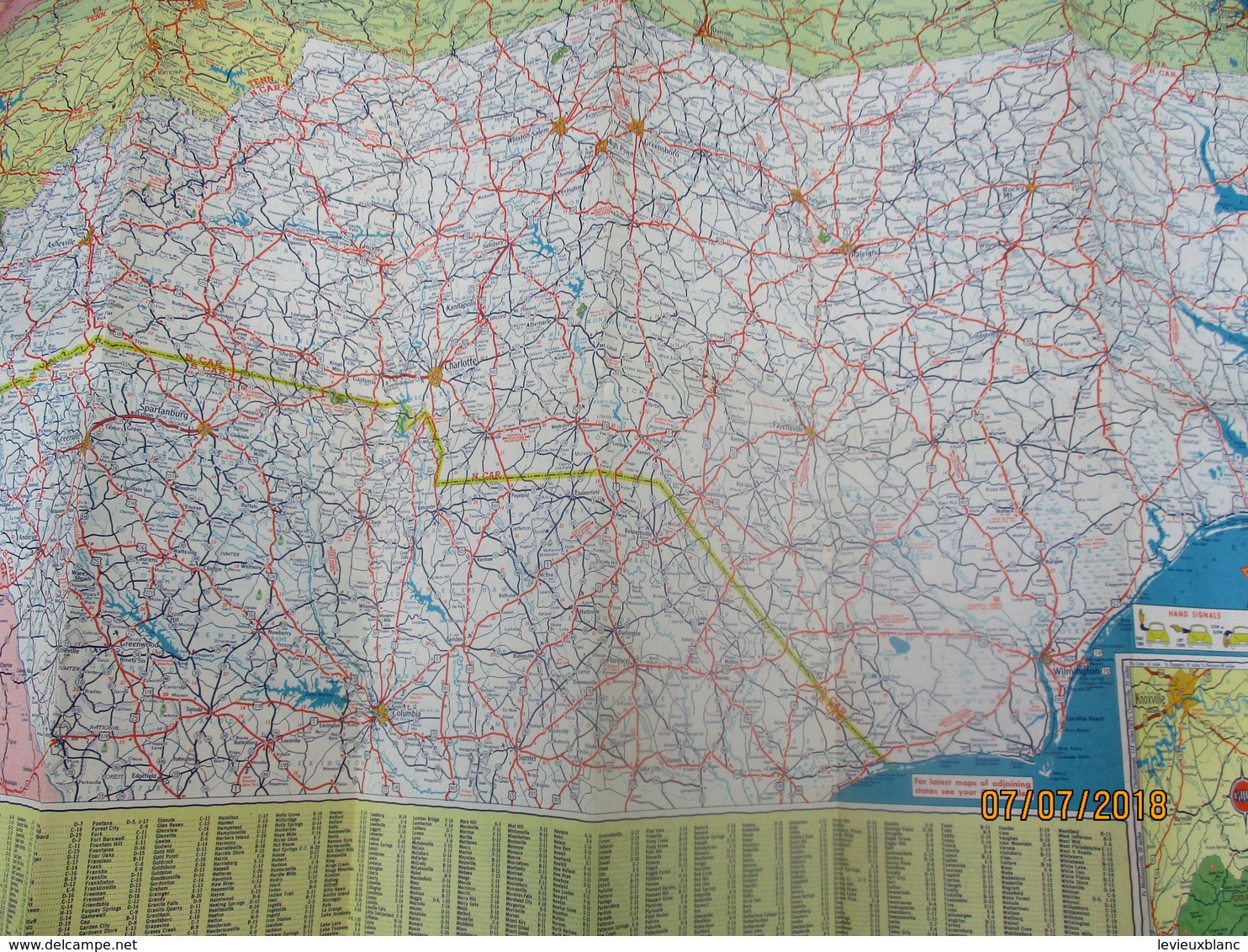 Carte Routiére/GULF/Tourguide Map/usa/North CAROLINA/South CAROLINA/ Rand Mc Nally& Co/Chicago/1950        PGC224 - Cartes Routières