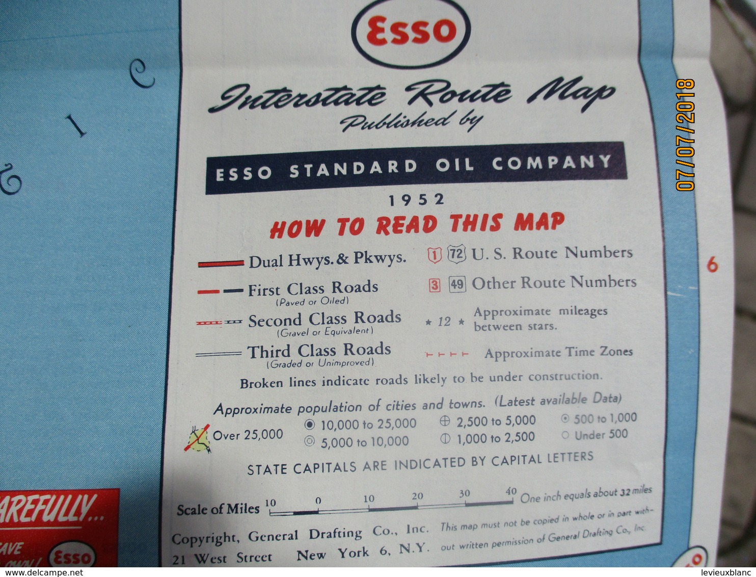 Carte Routiére/ESSO Standard Oil Co /Interstate Map/usa/SOUTHEAST UNITED STATES/General Drafting New York/1952    PGC233 - Callejero