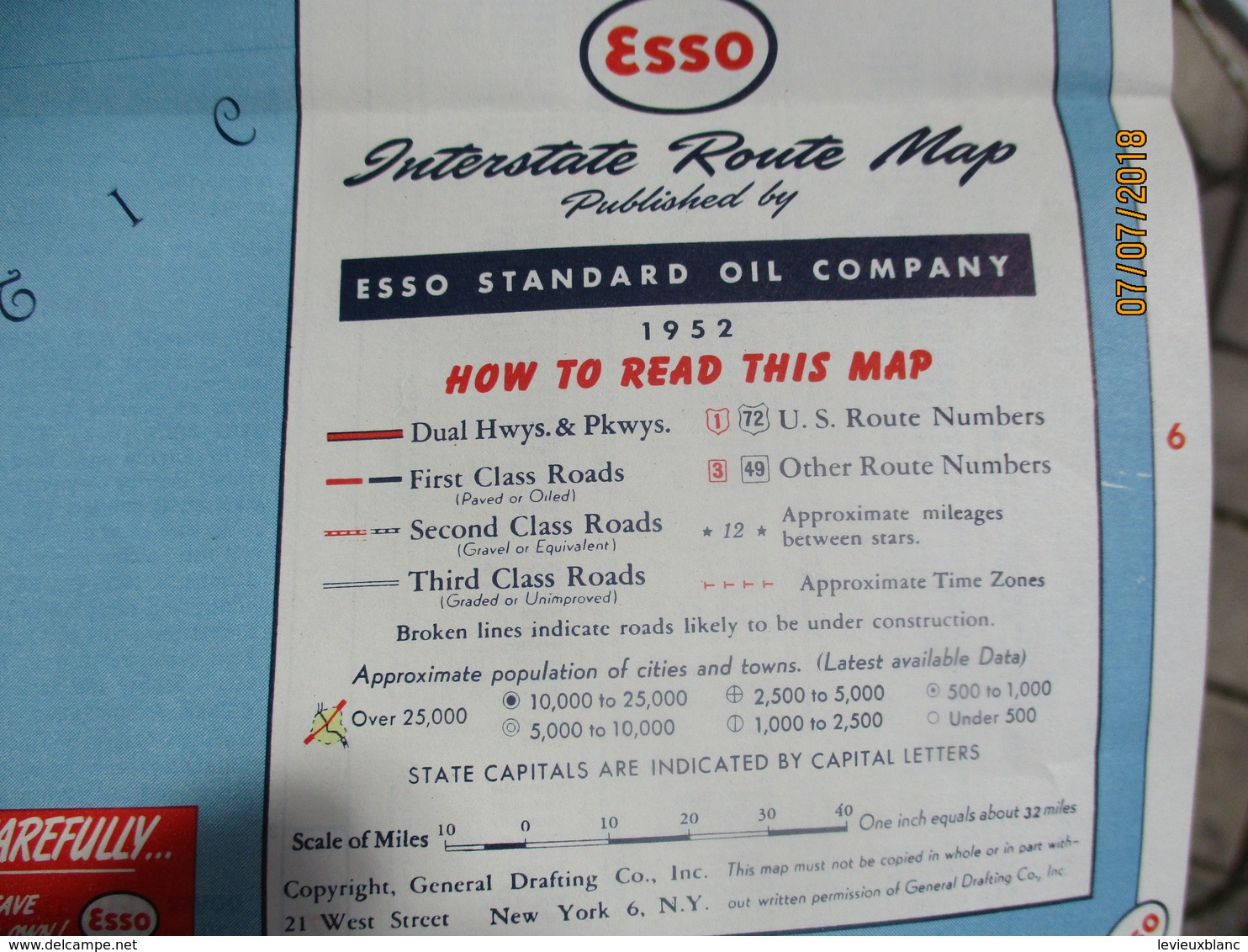 Carte Routiére/ESSO Standard Oil Co /Interstate Map/usa/SOUTHEAST UNITED STATES/General Drafting New York/1952    PGC233 - Roadmaps