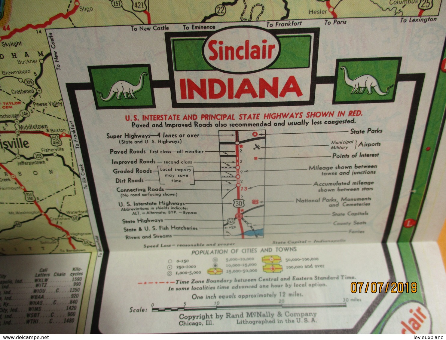 Carte Routiére/Sinclair Gasoline /INDIANA/USA//Rand Mc Nally & Co Chicago/1950           PGC227 - Carte Stradali