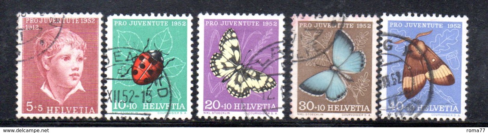 995 490 - SVIZZERA 1952 , Unificato N. 526/530  Usato . Pro Juventute - Used Stamps