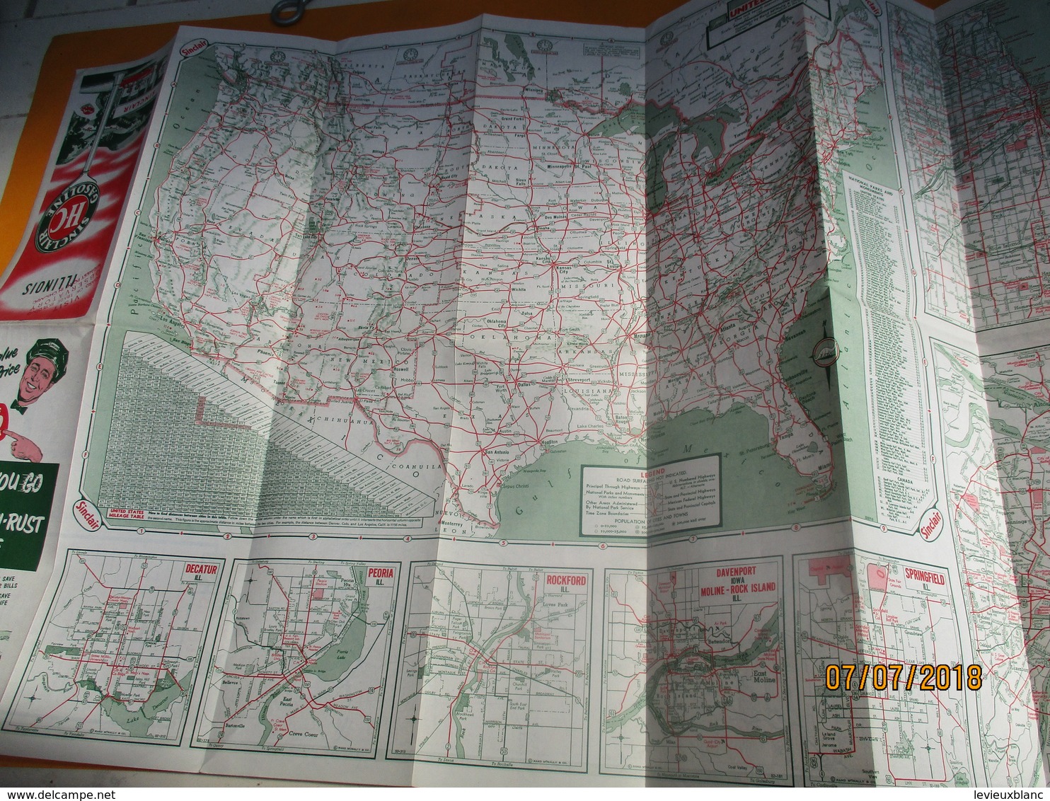 Carte Routiére/Sinclair Gasoline / ILLINOIS / USA//Rand Mc Nally & Co Chicago/1950           PGC228 - Carte Stradali