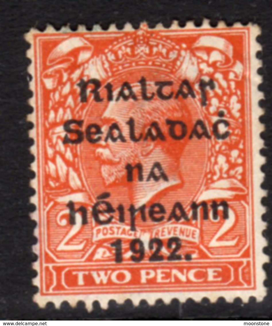 Ireland 1922 'Rialtas' Overprint On 2d Orange Die I GV Definitive, 1st Thom Printing, Hinged Mint, SG 12, Fox Spots - Ungebraucht