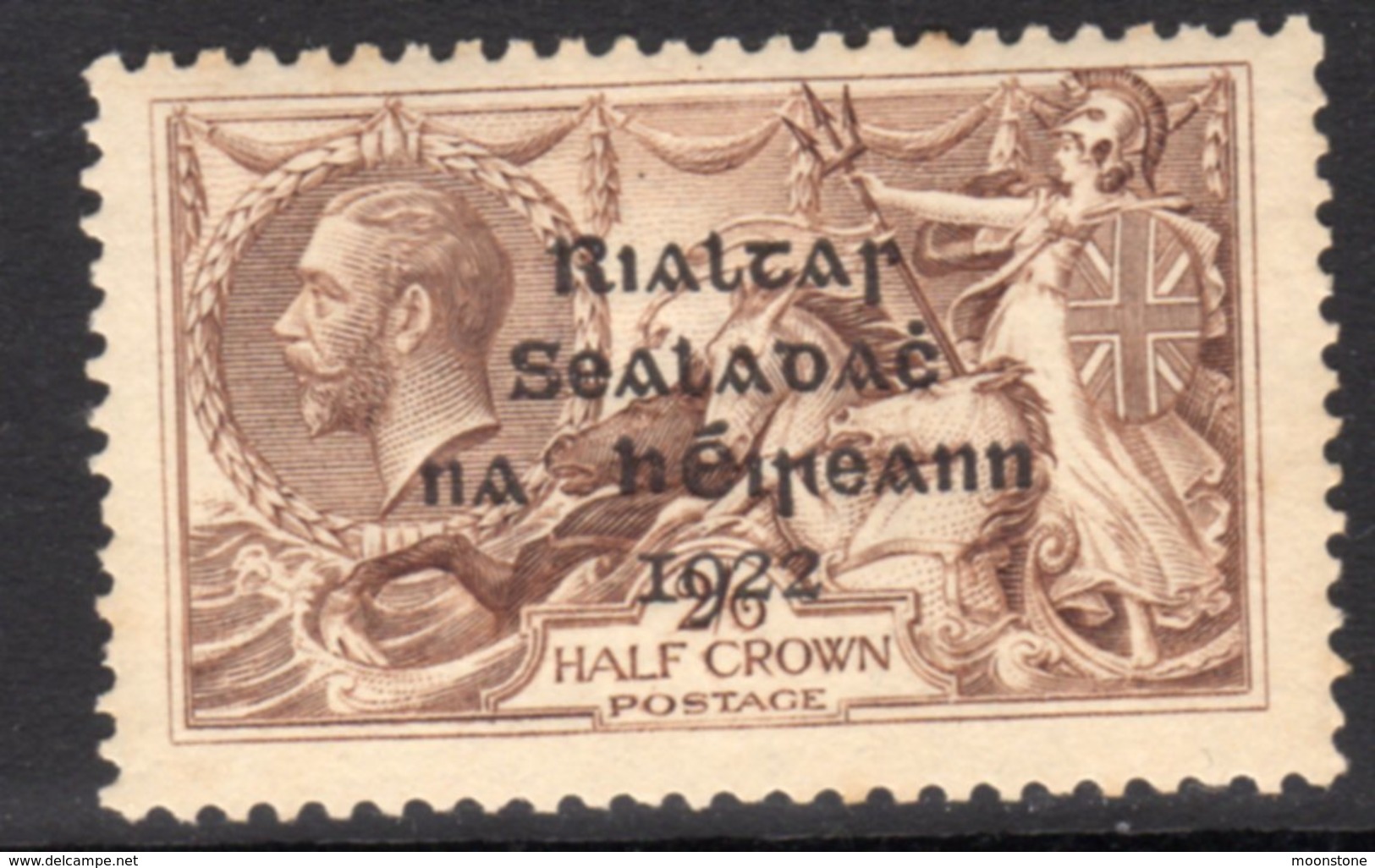 Ireland 1922 'Rialtas' Overprint On 2/6d Sepia-brown Seahorse, Dollard Printing, Hinged Mint, SG 17, Slight Toning - Nuovi