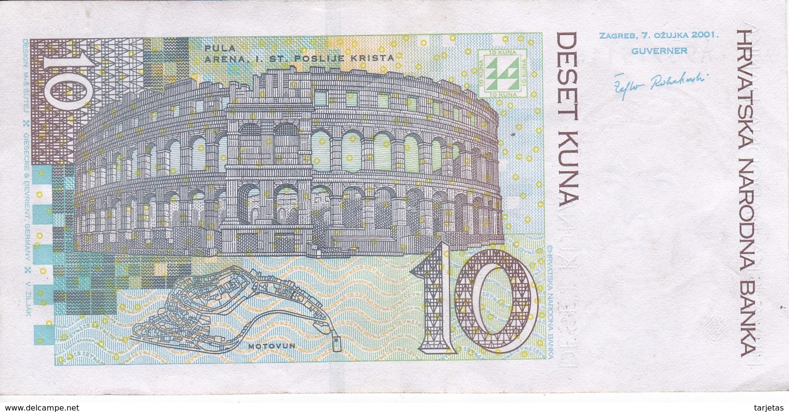 BILLETE DE CROACIA DE 10 KUNA DEL AÑO 2001 EN CALIDAD EBC (XF)  (BANKNOTE) - Croatie