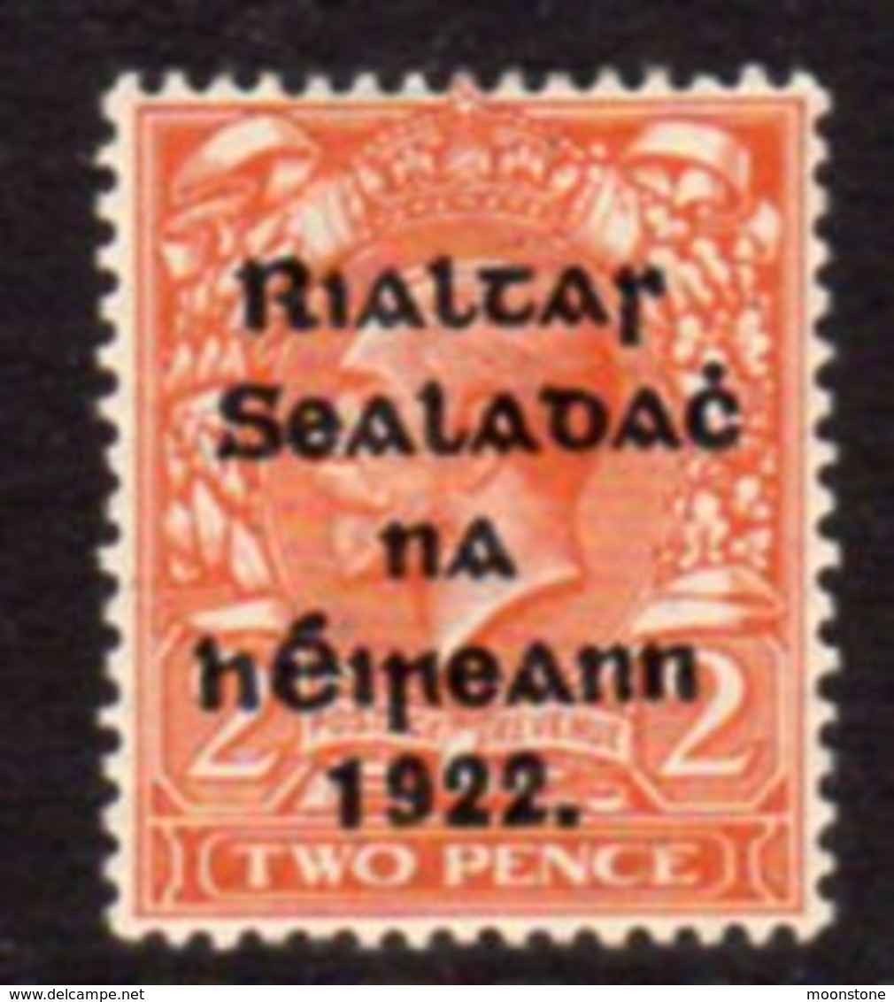 Ireland 1922 'Rialtas' Overprint On 2d Orange Die I GV Definitive, 2nd Thom Printing, Hinged Mint, SG 33 - Nuovi