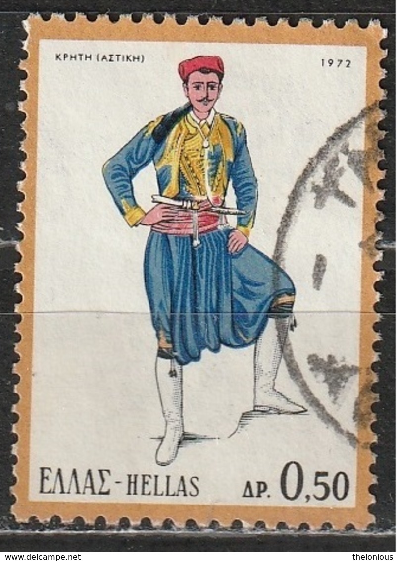 Grecia 1972 Male Costume, Crete - Abiti E Costumi | Folclore - Used Stamps
