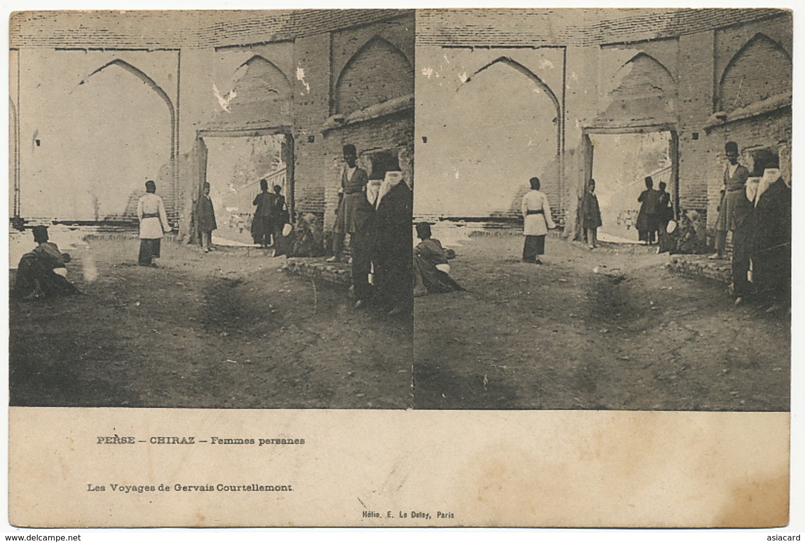 Perse Persia Stereo Card Chiraz Femmes Persanes Persian Ladies With Veil Edit Le Deley Some Defects - Iran
