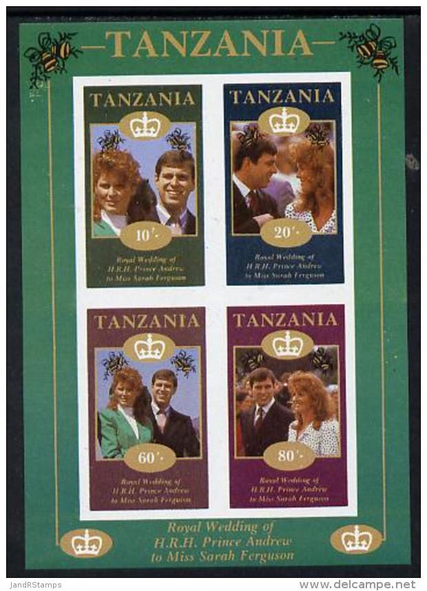 961 Tanzania 1986 Royal Wedding (Andrew + Fergie) The Unissued Imperf Shtlt 10s, 20s, 60s &amp; 80s Vals (royalty) - Tanzania (1964-...)