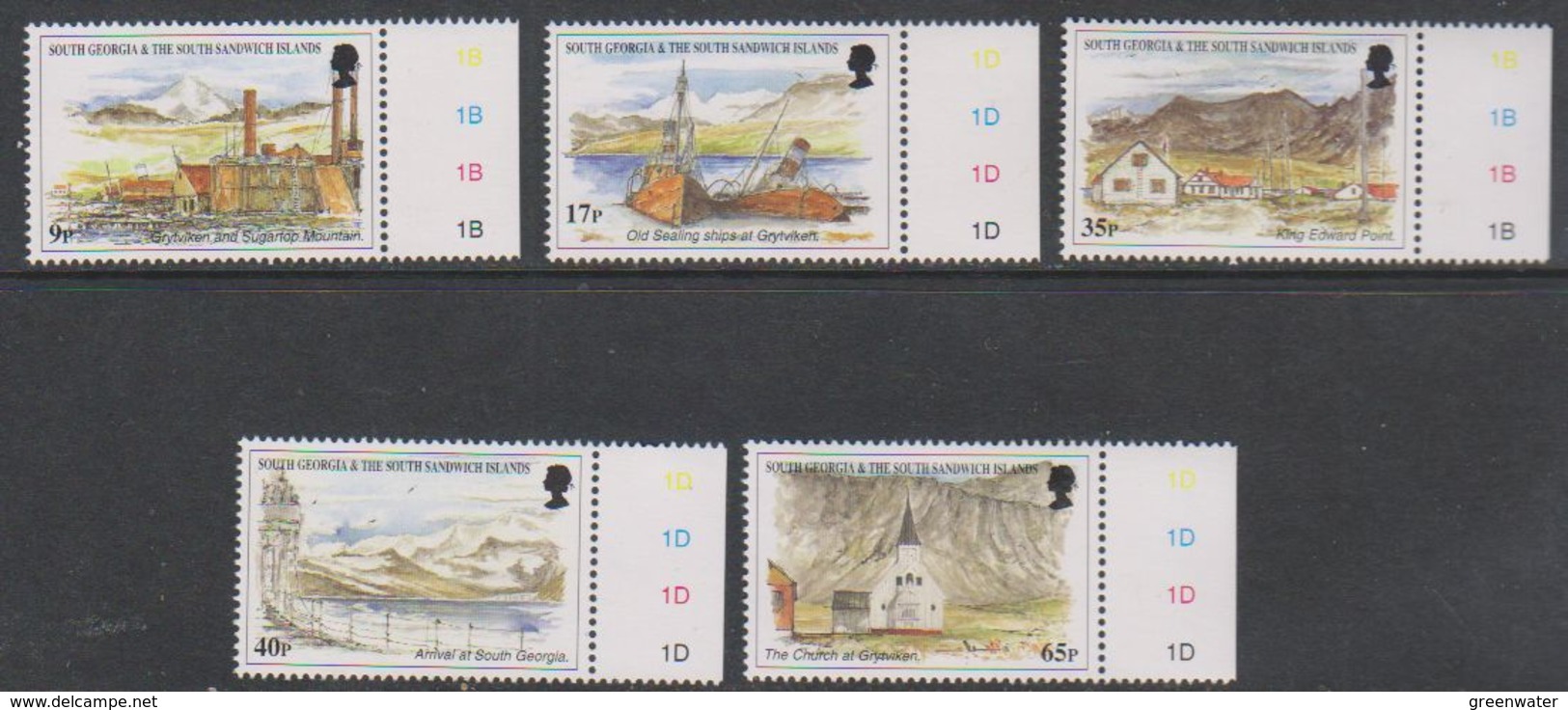 South Georgia 1999 Island Views 5v (+margin) ** Mnh (39451D) - Georgias Del Sur (Islas)