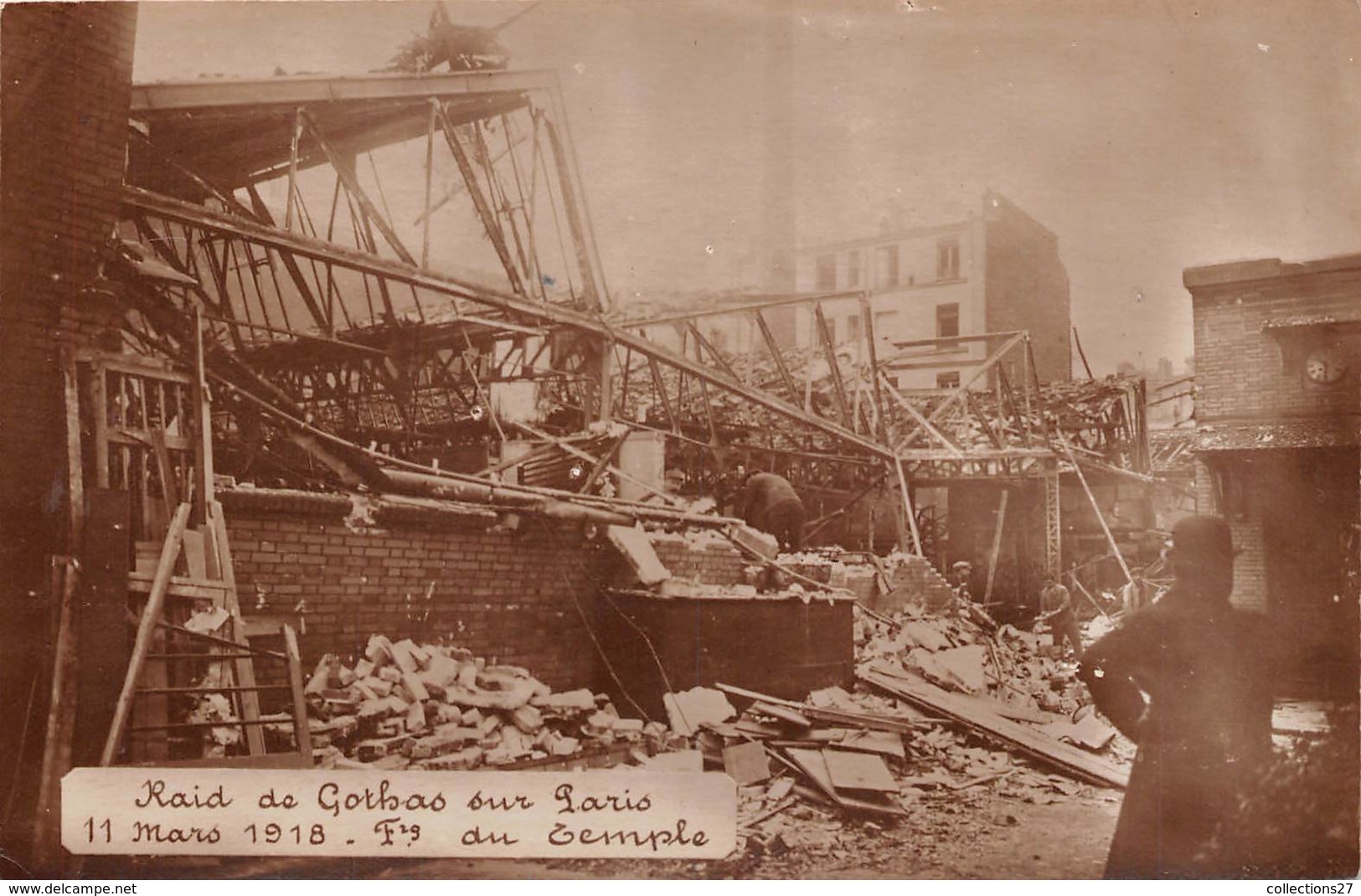 PARIS-CARTES-PHOTO- BONBARDEMENT RAID DE  GOTHAS ALLEMANDS SUR PARIS MARS 1918 LOT DE 8 CARTES