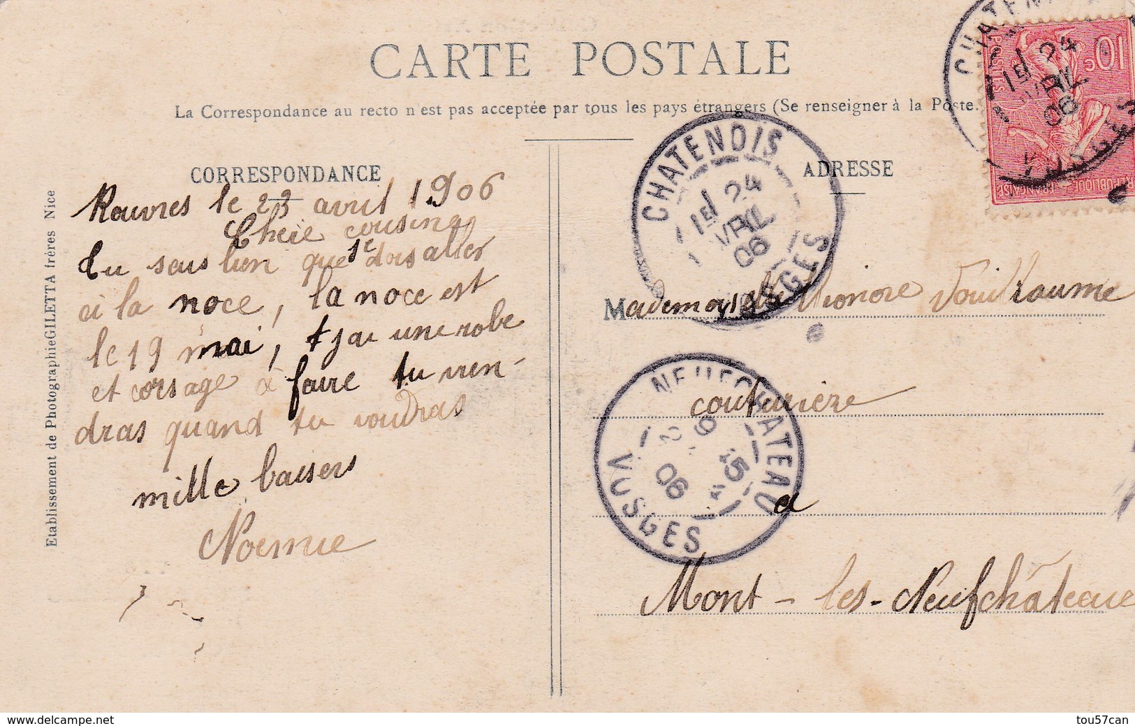 MONTE CARLO - PRINCIPAUTE DE MONACO - CPA ANIMÉE DE 1906 - BEL AFFRANCHISSEMENT POSTAL. - Monte-Carlo