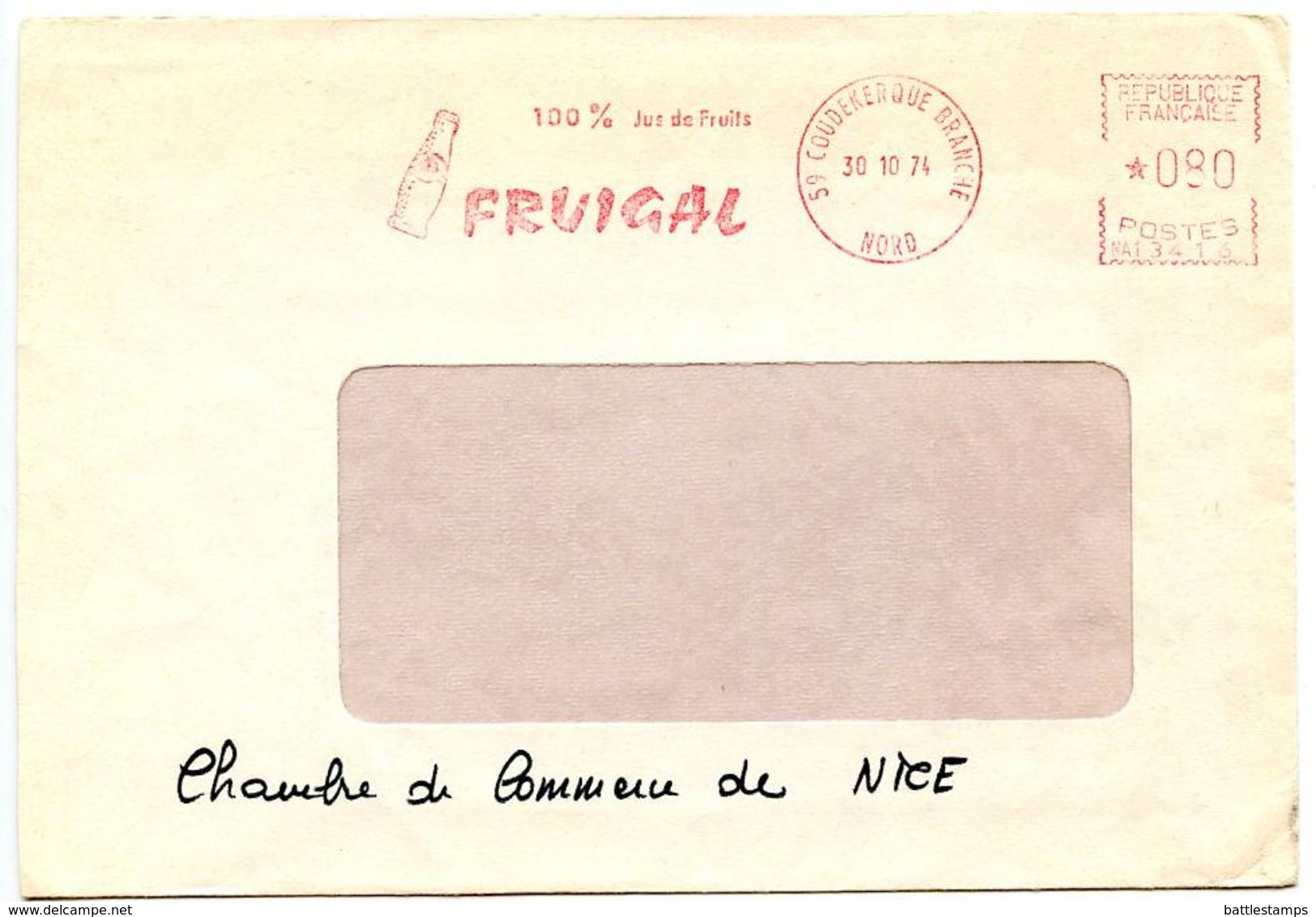 France 1974 Secap Meter Cover Coudekerque Branche W/ Fruigal Slogan - EMA (Printer Machine)