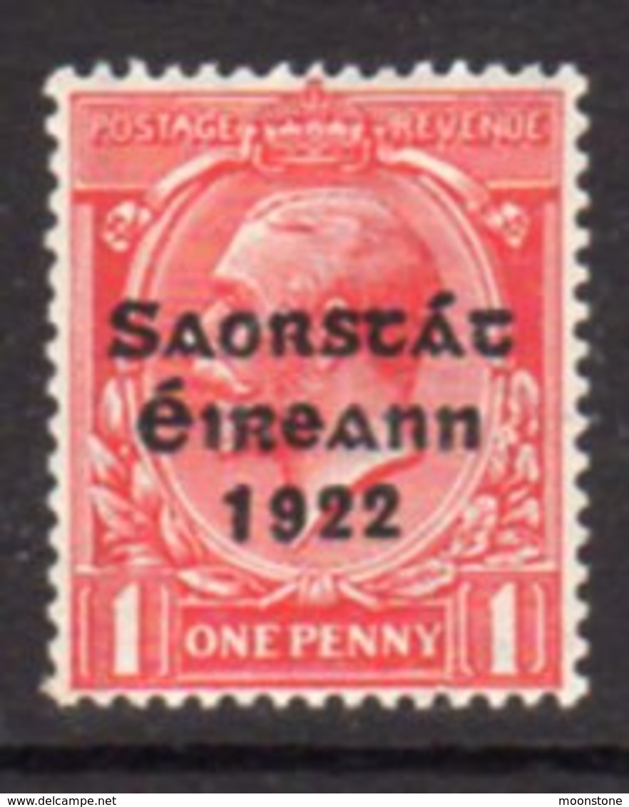 Ireland 1922-3 'Saorstat' Overprint On 1d Scarlet Coil Stamp, Harrison Printing, Hinged Mint, SG 68 - Unused Stamps