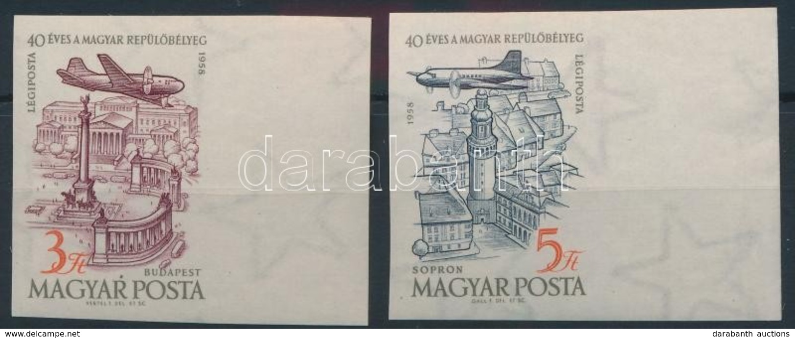 ** 1958 40 éves A Magyar Repül?bélyeg ívszéli Vágott Sor (5.000) - Otros & Sin Clasificación