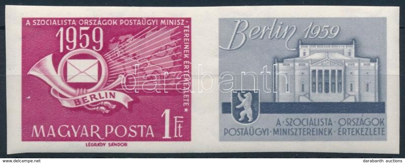 ** 1959 A Szocialista Országok Postaügyi Minisztereinek értekezlete (II.) Vágott Szelvényes Bélyeg (4.000) - Sonstige & Ohne Zuordnung