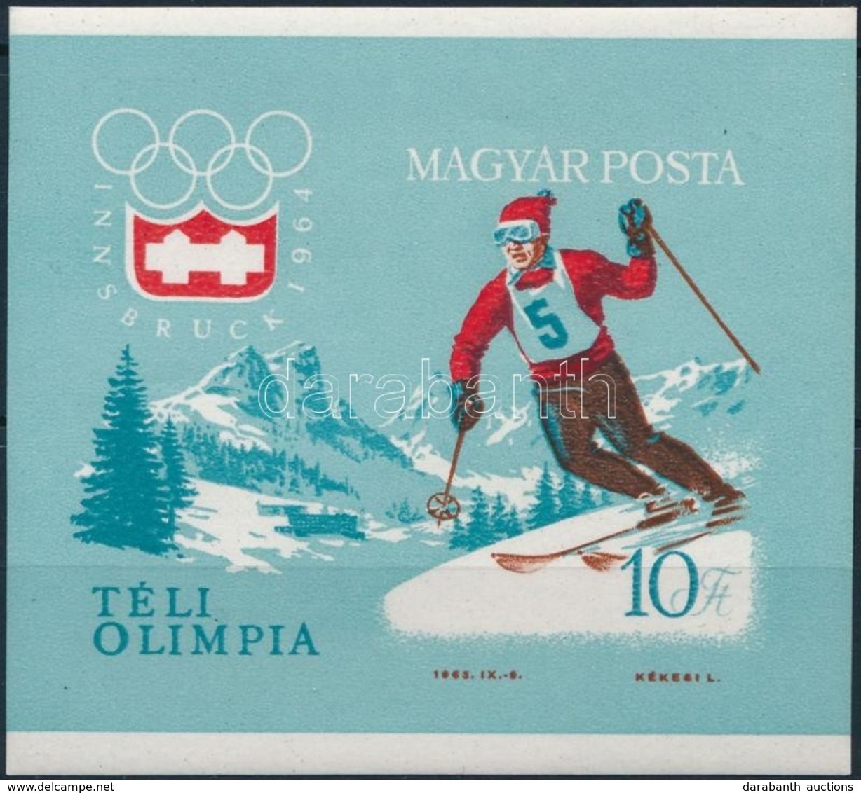 ** 1964 Téli Olimpia (II.) Vágott Blokk (6.000) - Sonstige & Ohne Zuordnung