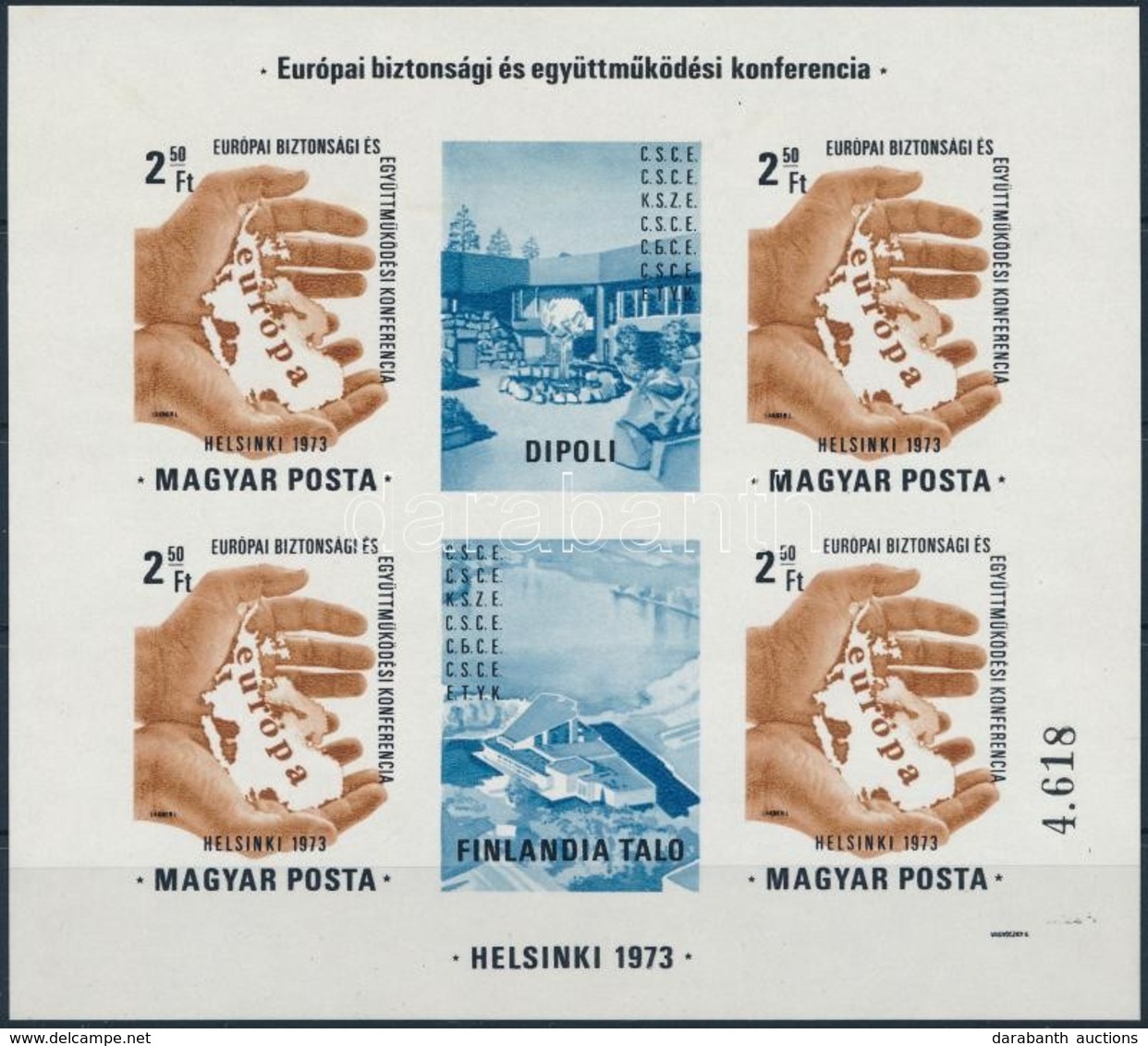 ** 1973 Helsinki Konferencia (I.) Vágott Blokk (25.000) - Otros & Sin Clasificación