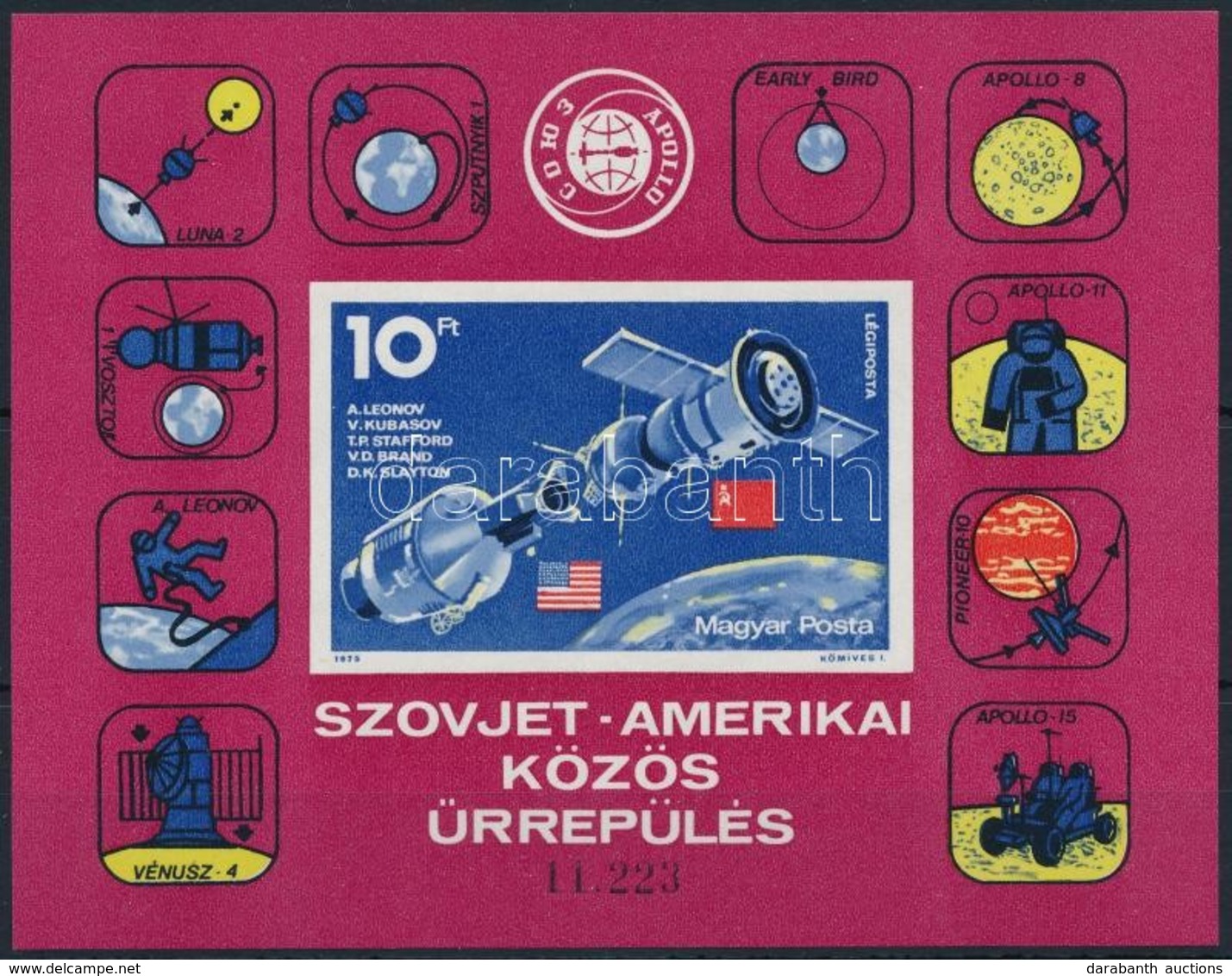 ** 1975 Szovjet-amerikai Közös ?rrepülés Vágott Blokk (4.500) - Sonstige & Ohne Zuordnung