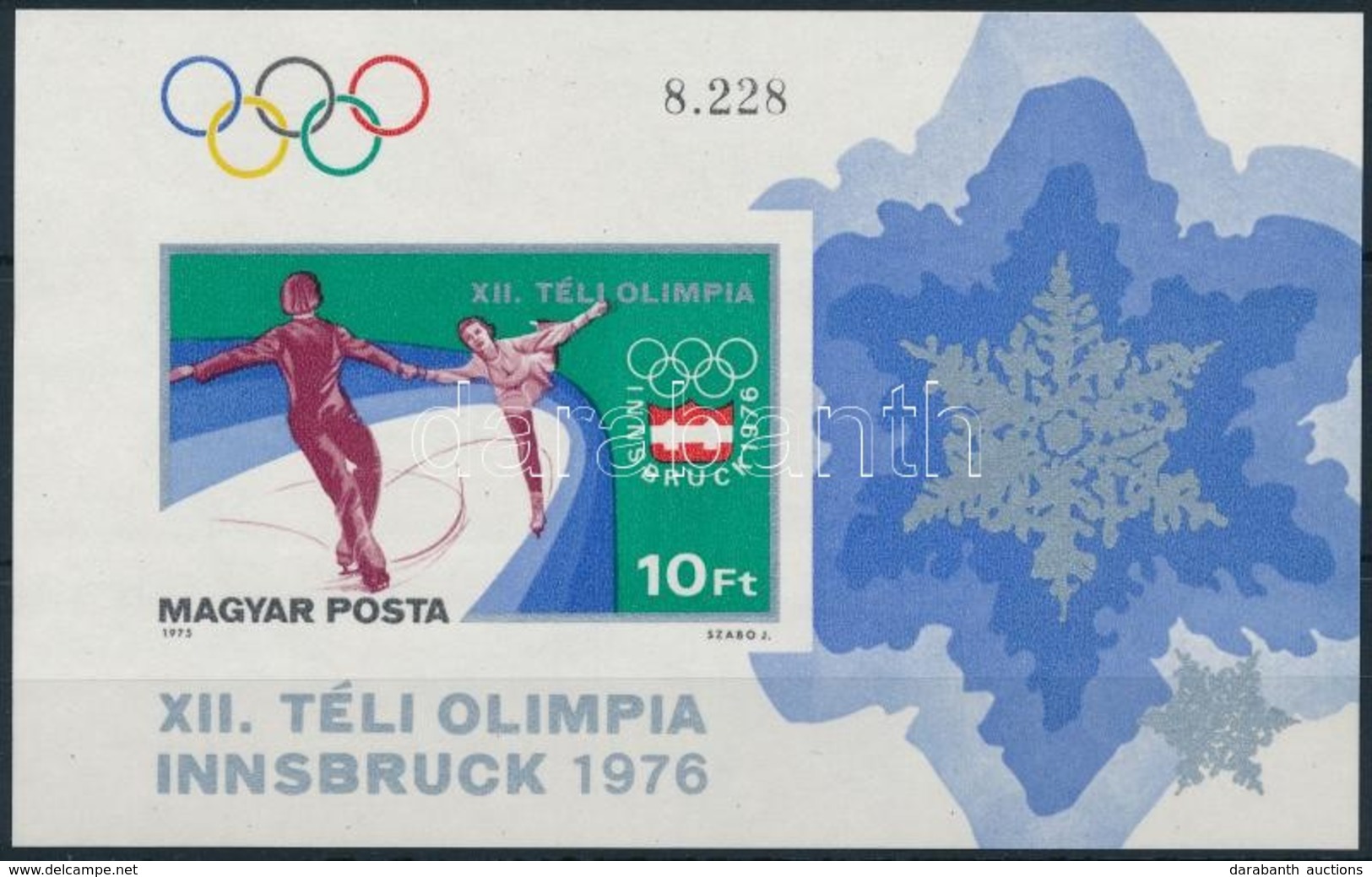 ** 1975 Téli Olimpia (V.) Vágott Blokk (3.500) - Otros & Sin Clasificación