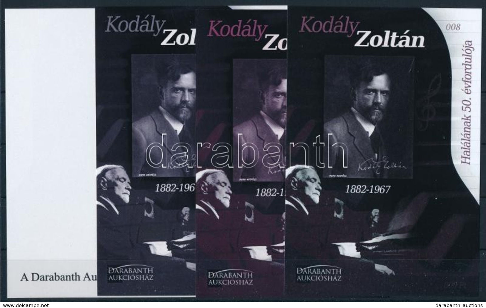 ** 2017 Kodály Zoltán Halának 50. évfordulója 4 Db-os Emlékív Garnitúra Azonos Sorszámmal (008) - Otros & Sin Clasificación