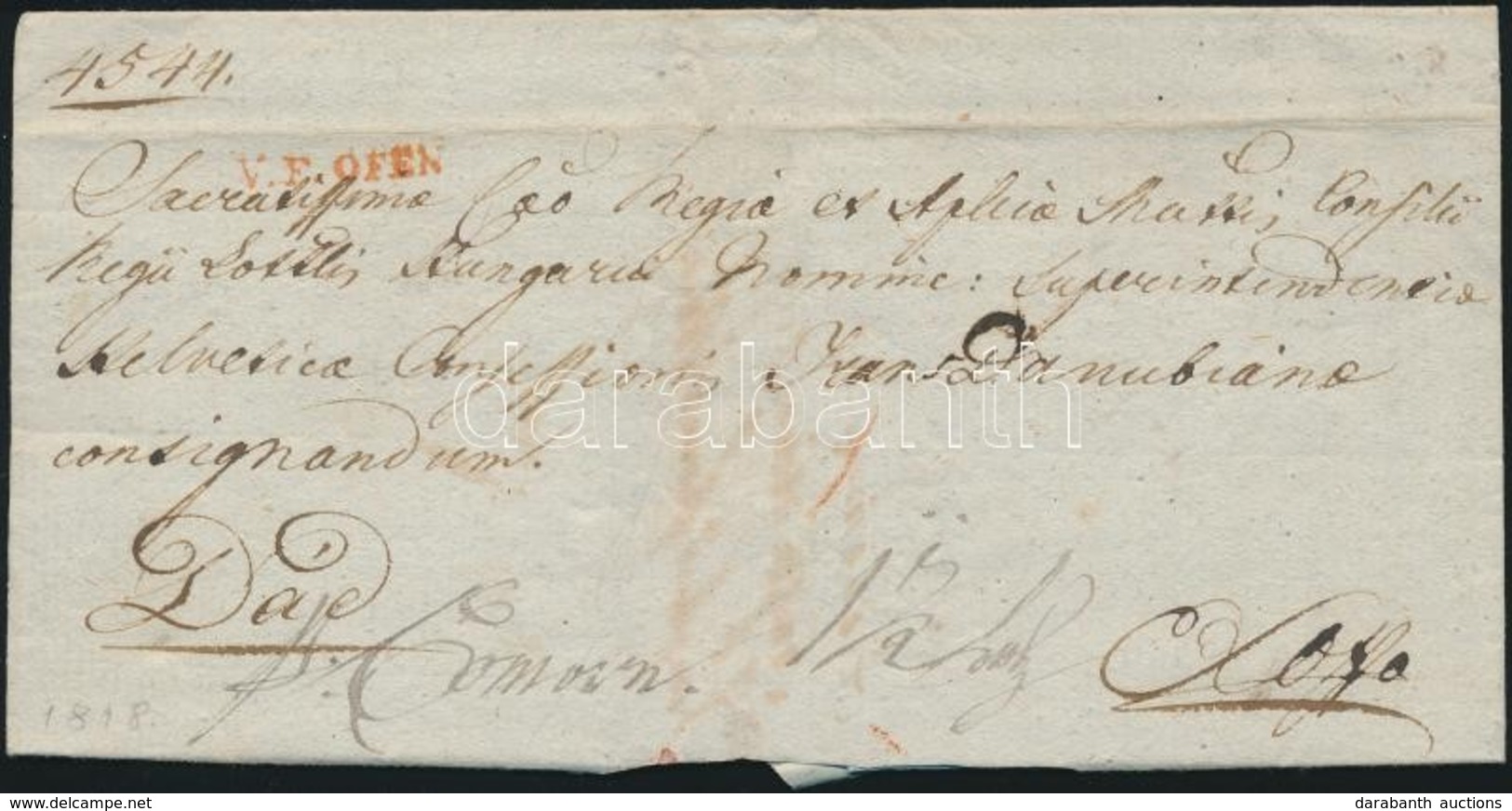 1818 Ex Offo Teljes Tartalommal / With Full Content Piros / Red 'V.F.OFEN' - Dád - Autres & Non Classés