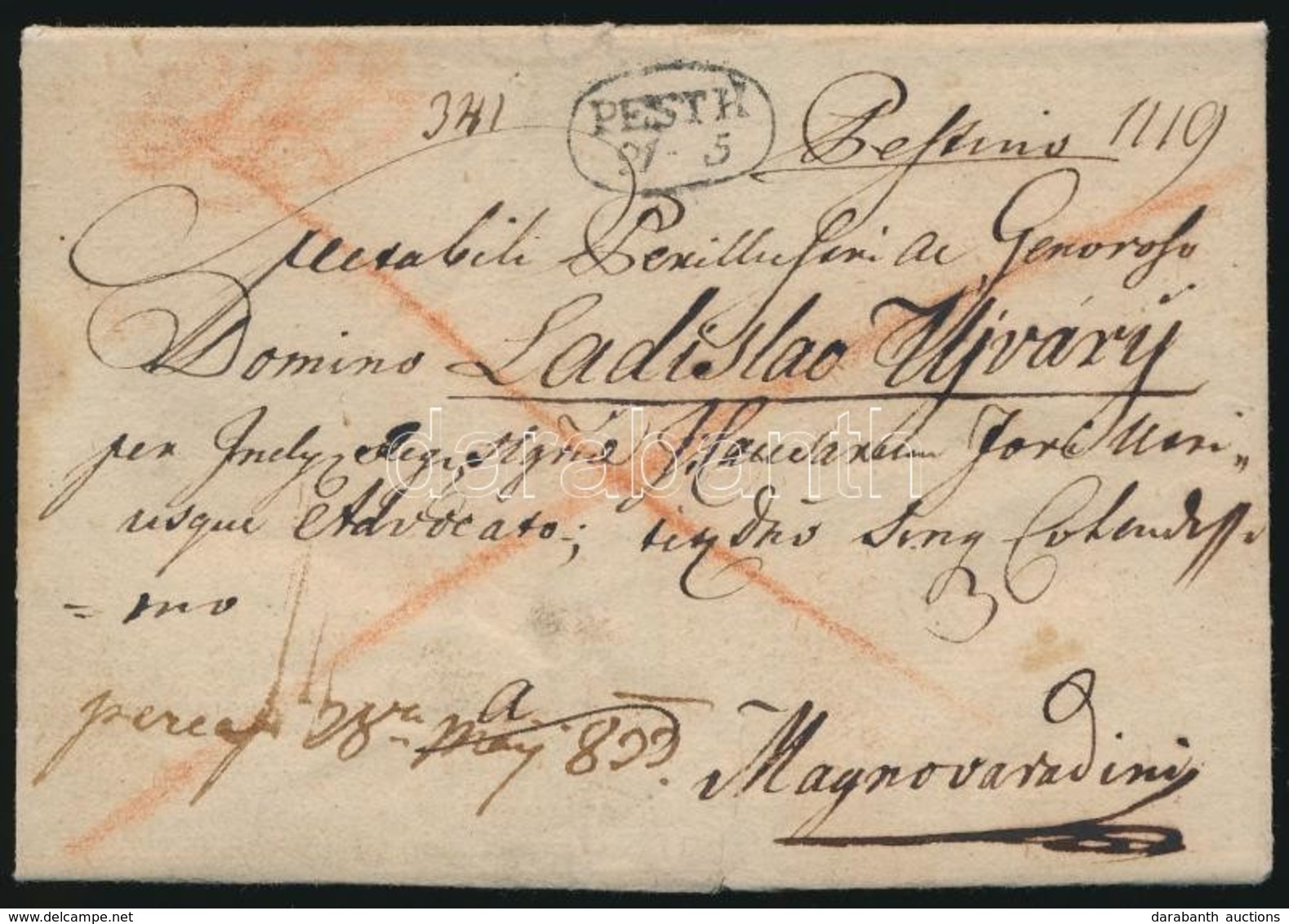 1833 Ajánlott Levél Teljes Tartalommal Nagyváradra 'PESTH' - Autres & Non Classés