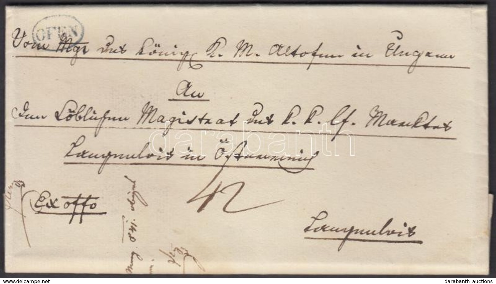 1841 Ex Offo Kék / Blue 'OFEN' - Zöld / Green 'LANGENLOIS' - Other & Unclassified