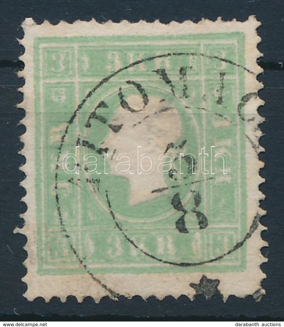 O 1858 3kr Zöld ,,PITOMAC(A)' (Gudlin 250p) (25.000+) (papírelvékonyodás / Thin Paper) - Sonstige & Ohne Zuordnung
