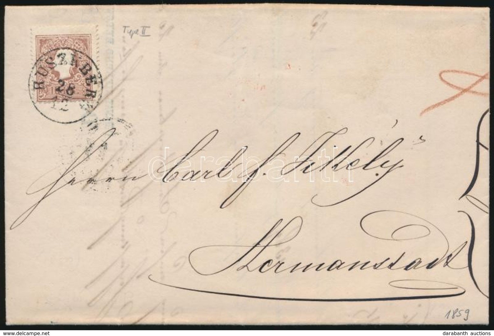 1859 10kr II. Levélen ,,RUSZKBERG' - Other & Unclassified