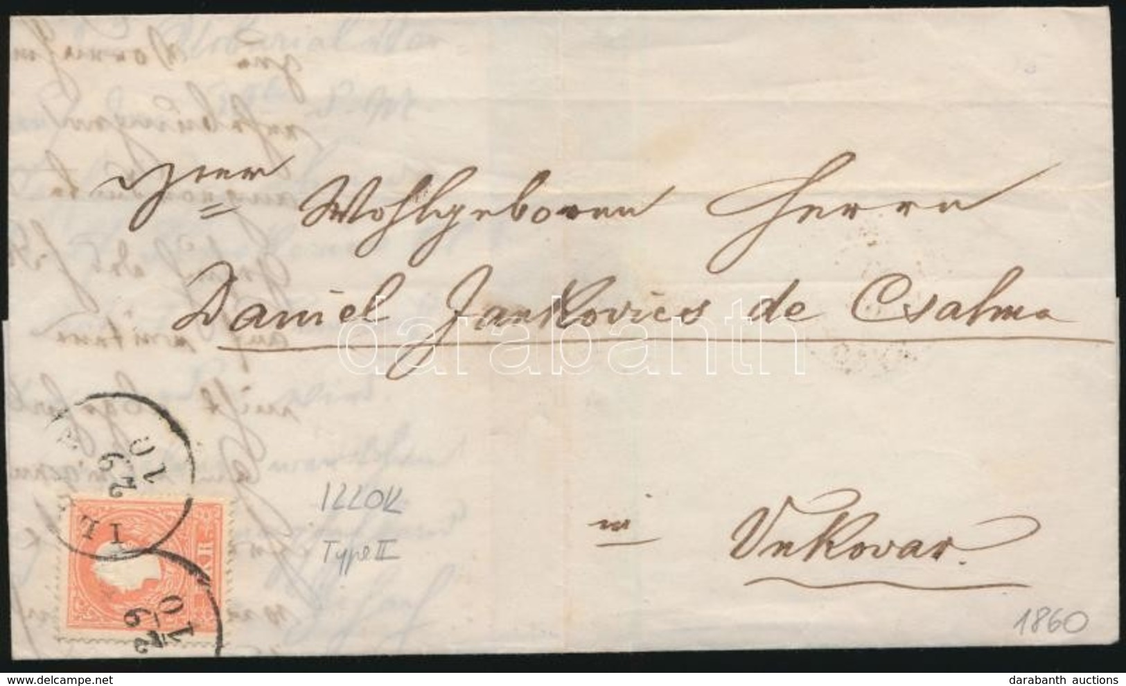 1860 5kr II. Levélen ,,ILLOK' - ,,VUKOVAR' - Other & Unclassified