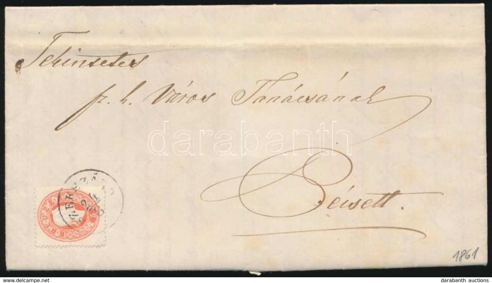 1861 5kr Levélen ,,SZEKSZÁRD' - Pécs - Sonstige & Ohne Zuordnung