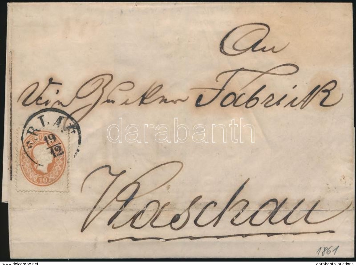 1861 10kr Levélen ,,ERLAU' - ,,KASCHAU' - Otros & Sin Clasificación